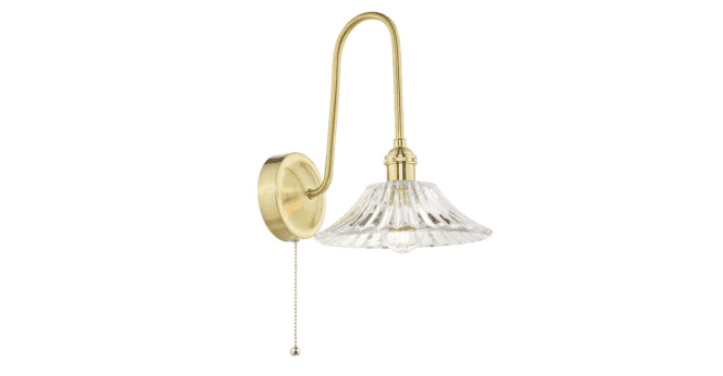Där Lighting Hadano Wall Light Natural Brass and Glass