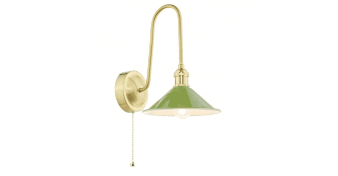 Där Lighting Hadano Wall Light Natural Brass and Matt Green