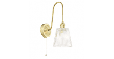 Hadano Wall Light Natural Brass and Ribbed Glass