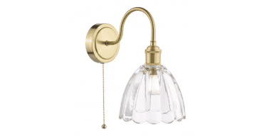Hadano Wall Light Natural Brass and Scalloped Bell Glass