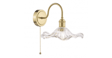 Hadano Wall Light Natural Brass and Wavy Glass