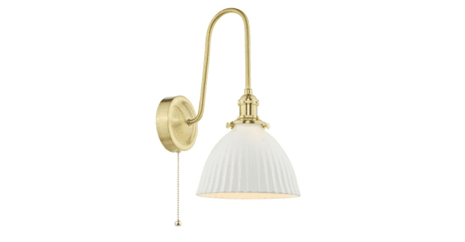 Där Lighting Hadano Wall Light Natural Brass and White Ceramic