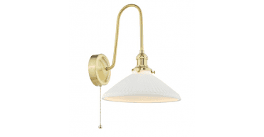 Hadano Wall Light Natural Brass and White Ceramic