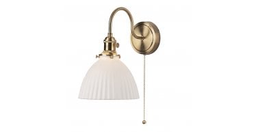 Hadano Wall Light Natural Brass & Ceramic Domed Shade