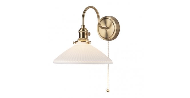 Där Lighting Hadano Wall Light Natural Brass & Ceramic Shallow Shade