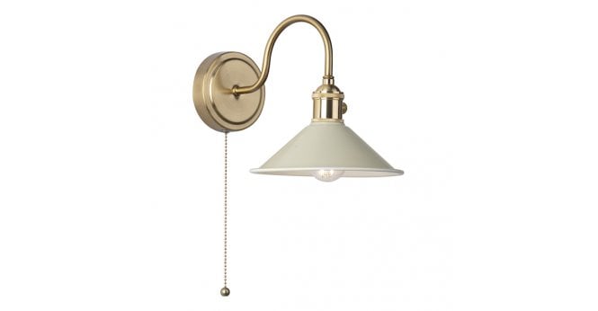 Där Lighting Hadano Wall Light Natural Brass With Cashmere Shade