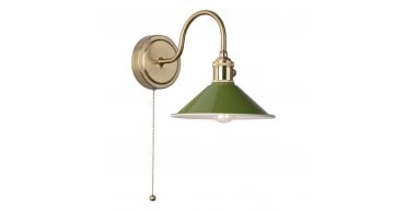 Hadano Wall Light Natural Brass With Olive Green Shade