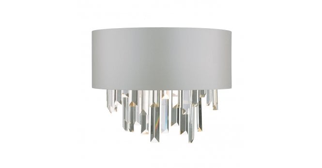 Där Lighting Halle 2 Light Wall Light Grey Shade & Crystal