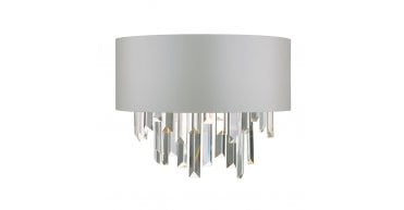 Halle 2 Light Wall Light Grey Shade & Crystal
