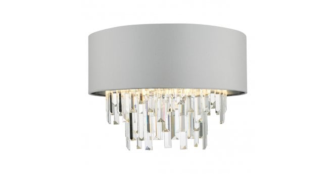 Där Lighting Halle 4 Light Flush Grey Shade Crystal