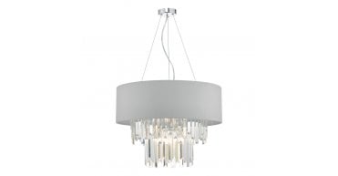 Halle 6 Light Pendant Grey Shade & Crystal