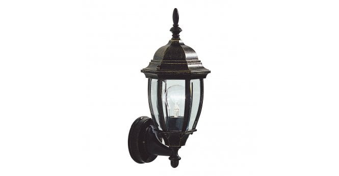 Där Lighting Hambro Outdoor Wall Light Black/Gold Glass IP43