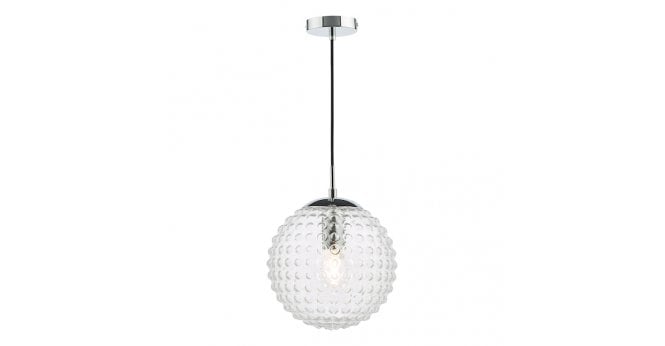 Där Lighting Hobnail Pendant Polished Chrome & Clear Glass