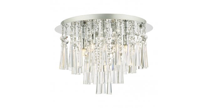 Där Lighting Iclyn 5 Light Flush Polished Chrome Crystal