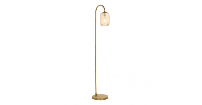 Där Lighting Idra Floor Lamp Aged Bronze and Champagne Ribbed Glass