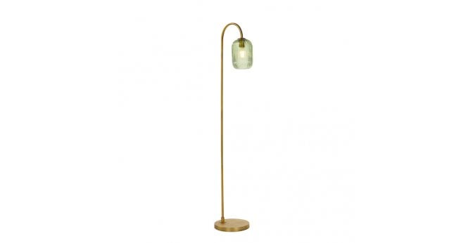 Där Lighting Idra Floor Lamp Aged Bronze and Green Ribbed Glass