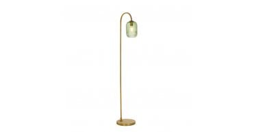 Idra Floor Lamp Aged Bronze and Green Ribbed Glass