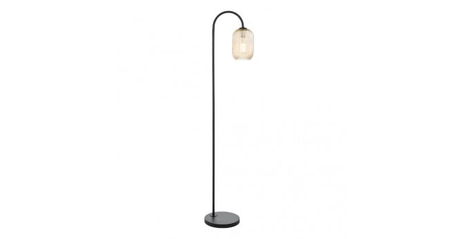 Där Lighting Idra Floor Lamp Matt Black and Champagne Ribbed Glass
