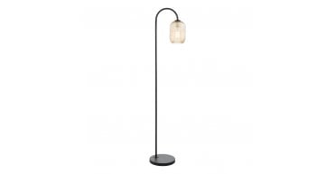 Idra Floor Lamp Matt Black and Champagne Ribbed Glass