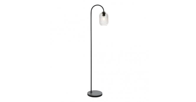 Där Lighting Idra Floor Lamp Matt Black and Ribbed Glass