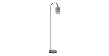 Idra Floor Lamp Matt Black and Smoked Ribbed Glass