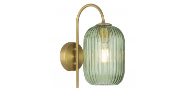 Idra Wall Light Aged Bronze and Green Ribbed Glass
