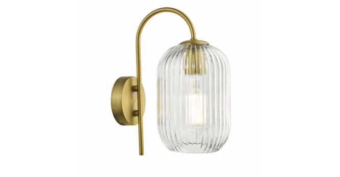 Där Lighting Idra Wall Light Aged Bronze and Ribbed Glass