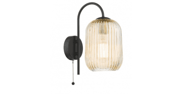 Idra Wall Light Matt Black and Champagne Ribbed Glass