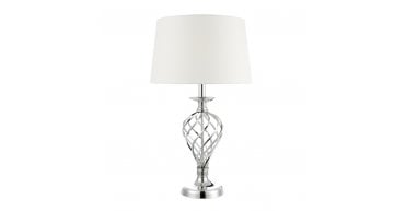 Iffley Touch Table Lamp Polished Chrome Twist Cage Base With Shade - Large