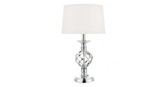 Där Lighting Iffley Touch Table Lamp Polished Chrome Twist Cage Base With Shade - Small