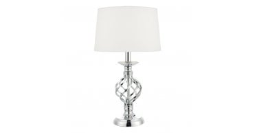 Iffley Touch Table Lamp Polished Chrome Twist Cage Base With Shade - Small