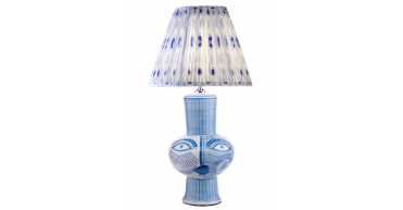 Ikat Blue Cotton Empire Shade 40cm