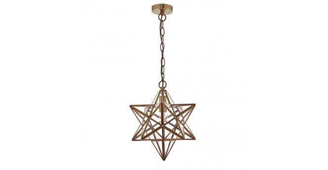 Där Lighting Ilario Large Star Pendant Antique Brass & Glass