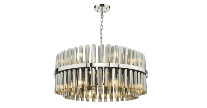 Där Lighting Imani 16 Light Pendant Polished Chrome and Smoked Ribbed Glass