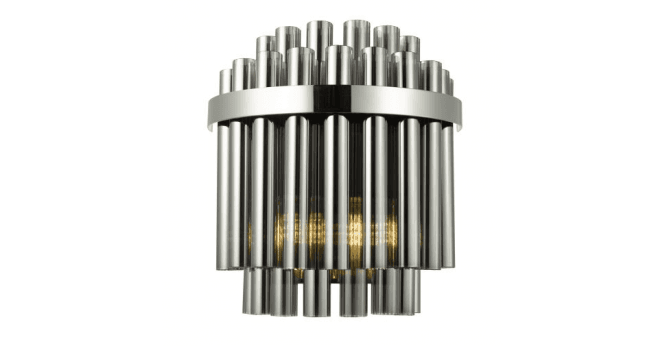 Där Lighting Imani 2 Light Wall Light Polished Chrome and Smoked Ribbed Glass
