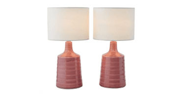 Inci Twin Pack Table Lamp Pink With Shade