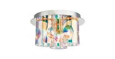 Inter 3 Light Flush Pol Chrome & Iridised Glass