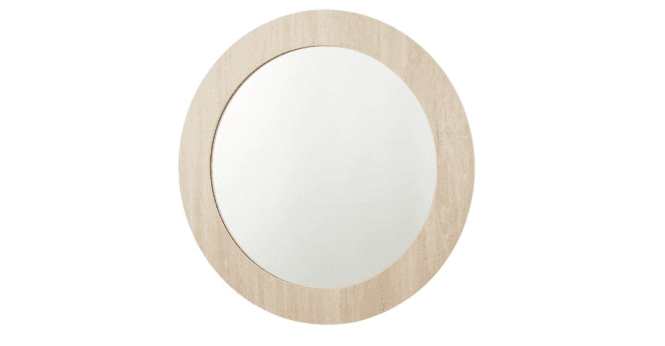 Där Lighting Ioana Round Mirror Travertine Effect 80cm