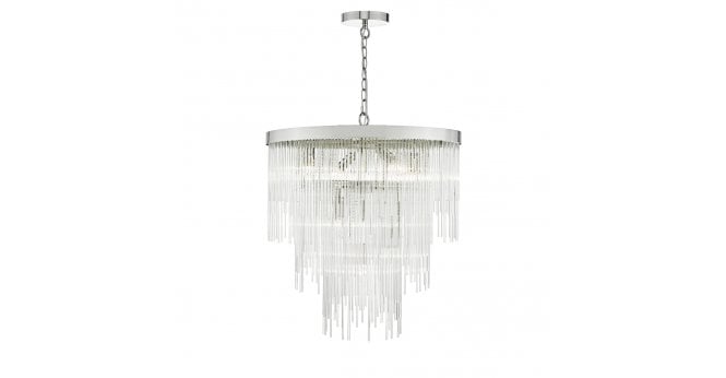 Där Lighting Isla 7lt Pendant Polished Chrome & Clear Glass Rods