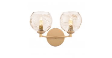 Izzy 2 Light Wall Light Matt Gold With Organic Amber Glass