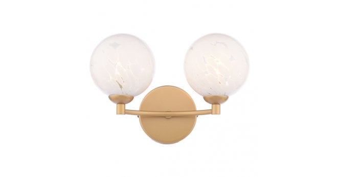 Där Lighting Izzy 2 Light Wall Light Matt Gold With White Confetti Glass