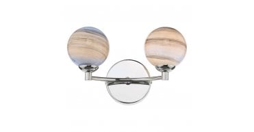 Izzy 2 Light Wall Light Polished Chrome With Planet Style Glass
