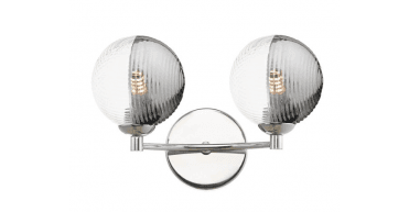 Izzy 2 Light Wall Light Polished Chrome With Smoked/Clear Ribbed Glass