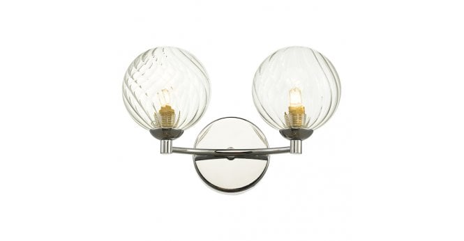 Där Lighting Izzy 2 Light Wall Light Polished Chrome With Twisted Glass