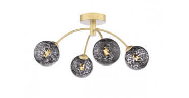 Izzy 4 Light Semi-Flush Matt Gold With Black Confetti Glass