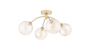 Izzy 4 Light Semi-Flush Matt Gold With Twisted Amber Glass