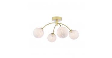 Izzy 4 Light Semi-Flush Matt Gold With White Confetti Glass