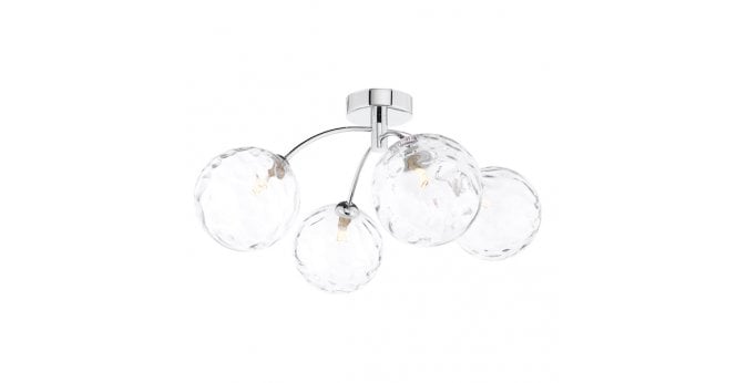 Där Lighting Izzy 4 Light Semi Flush Polished Chrome With Clear Dimpled Glass