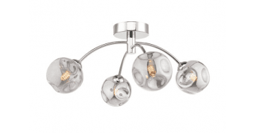 Izzy 4 Light Semi Flush Polished Chrome With Closed Organic Smoked Glass