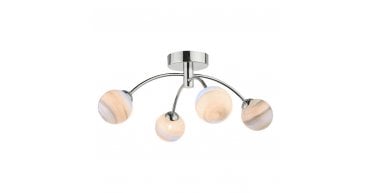 Izzy 4 Light Semi Flush Polished Chrome With Planet Style Glass